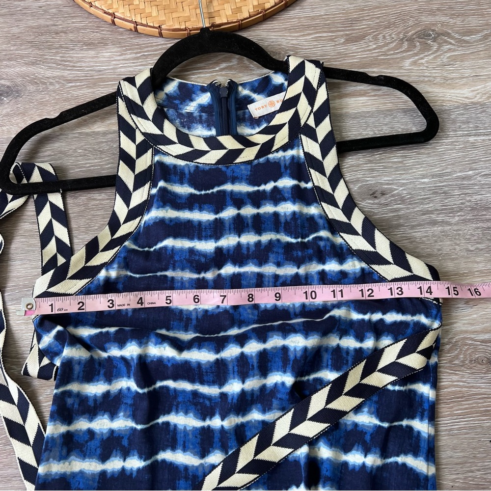 Tory Burch Navy and White Tie-Dye Racerback Maxi Dress - Picture 5 of 10